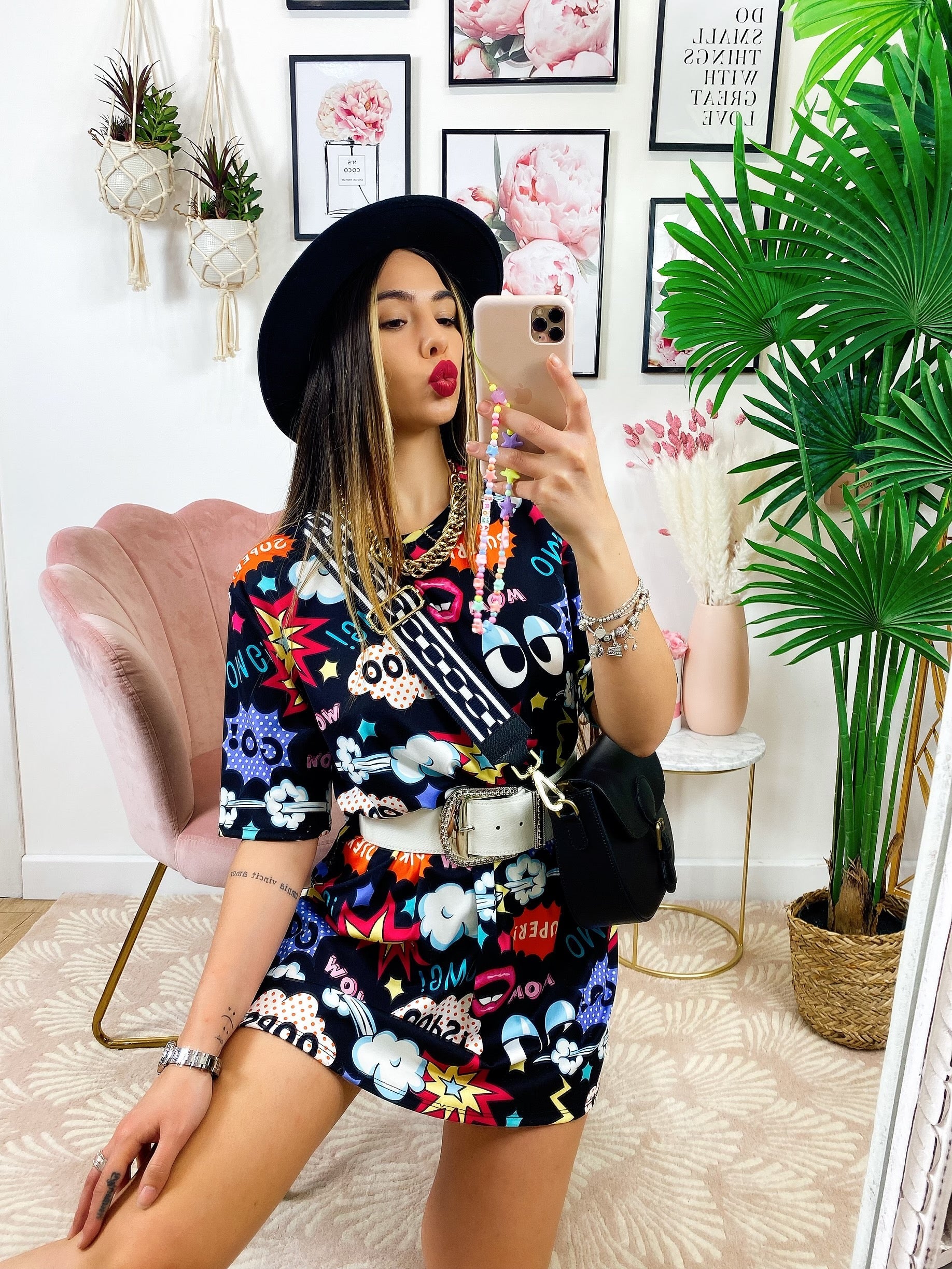 Maxi maglia cartoon Nera