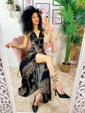 Dress Afrodite stampa etnica nero