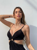 Tuta lunga nera con catena