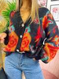 Maglione gioiello con rose nero