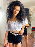 Short nero con strappini