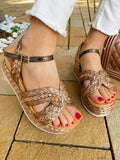 Sandali Con Corda Rosa Gold