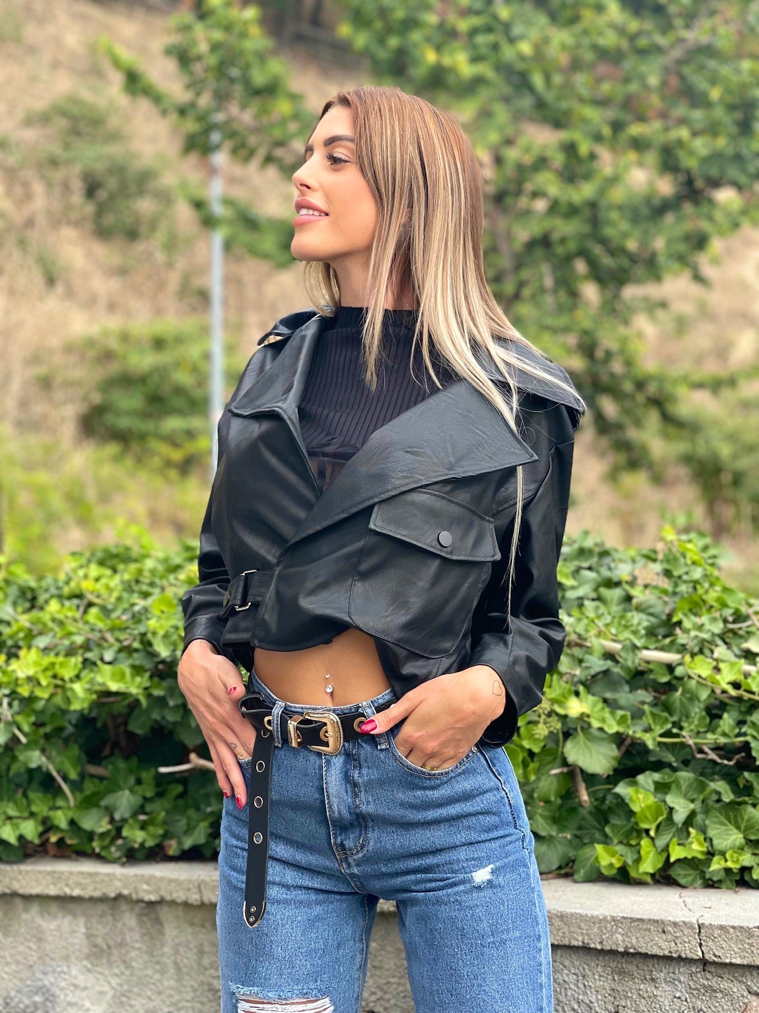 Giacca in eco pelle nera