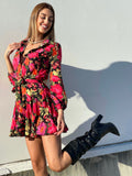 Abito a fiori Rossi fucsia