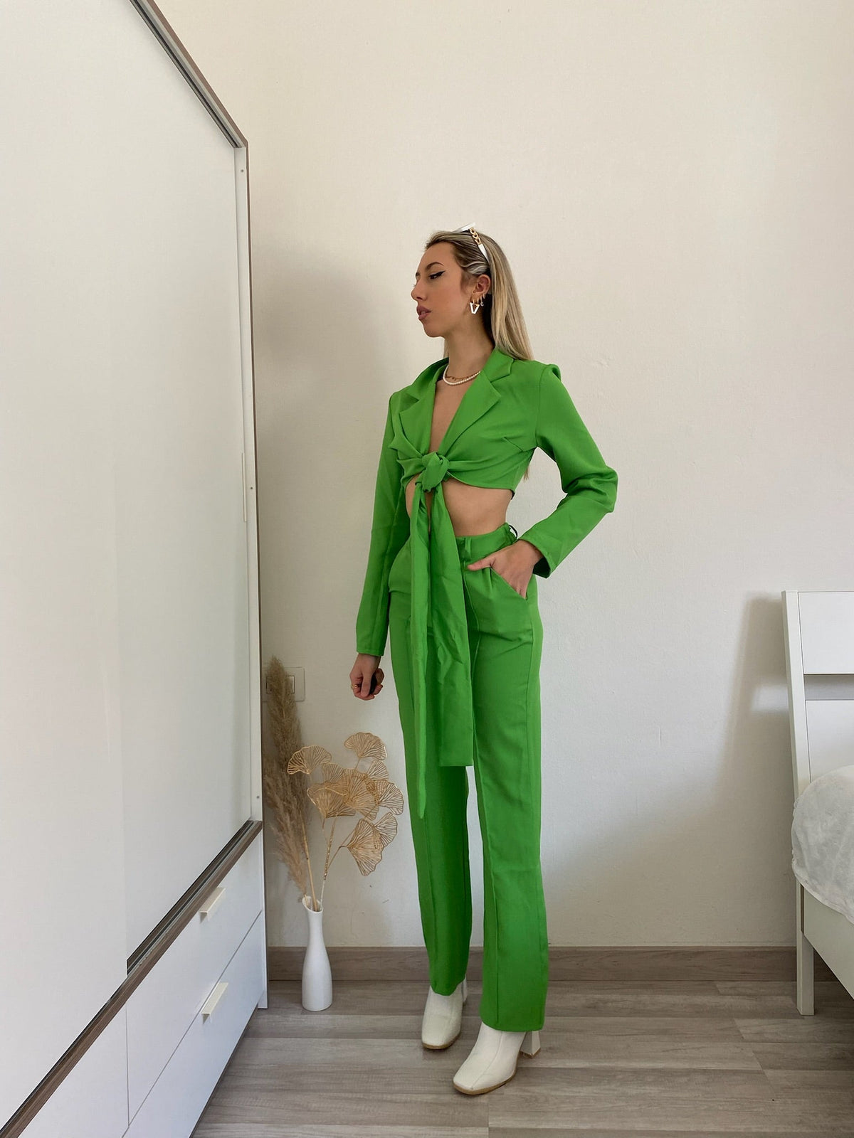 Completo top e pantalone verde