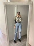 Cardigan animalier bianco nero