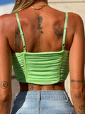 Top menta con lacci