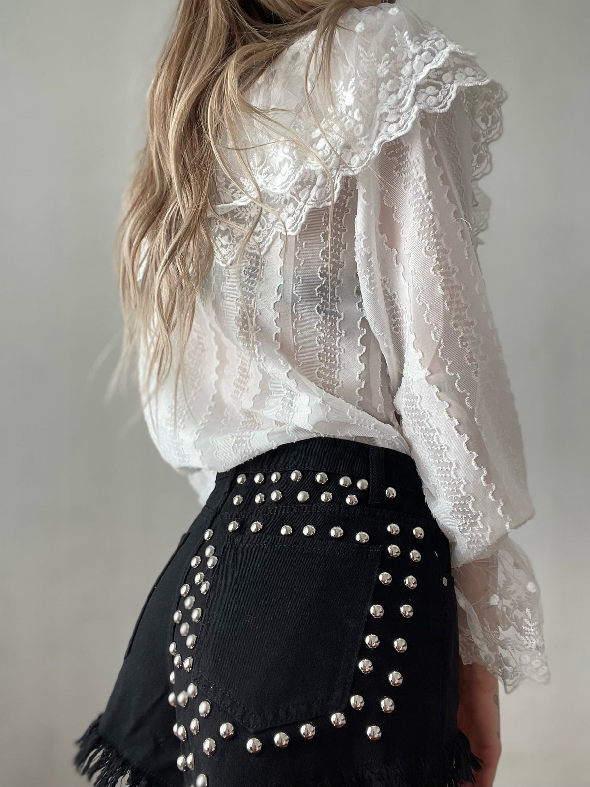 Camicia in pizzo bianca