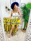 Gonna asimmetrica giallo blu