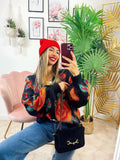 Maglione gioiello con rose nero