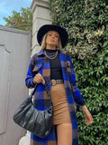 Maxi camicione a quadri blu