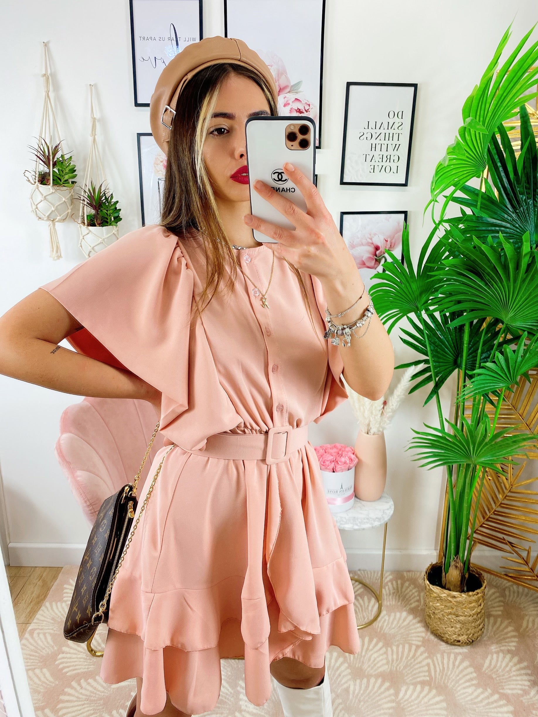 Abito con cintura Rosa