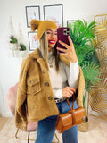Cappotto corto Teddy camel