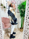 Giacca a quadri Beige con frange