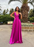Abito in raso lungo con maxi gonna peonia