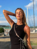 Abito a costine lace nero