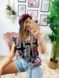 Camicia smanicata con borsetta base Nera