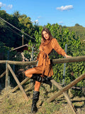 Abito in raso camel