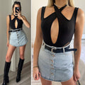 Body nero con trasparenze