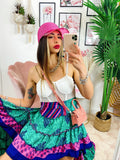 Gonna asimmetrica verde Fuxia blu