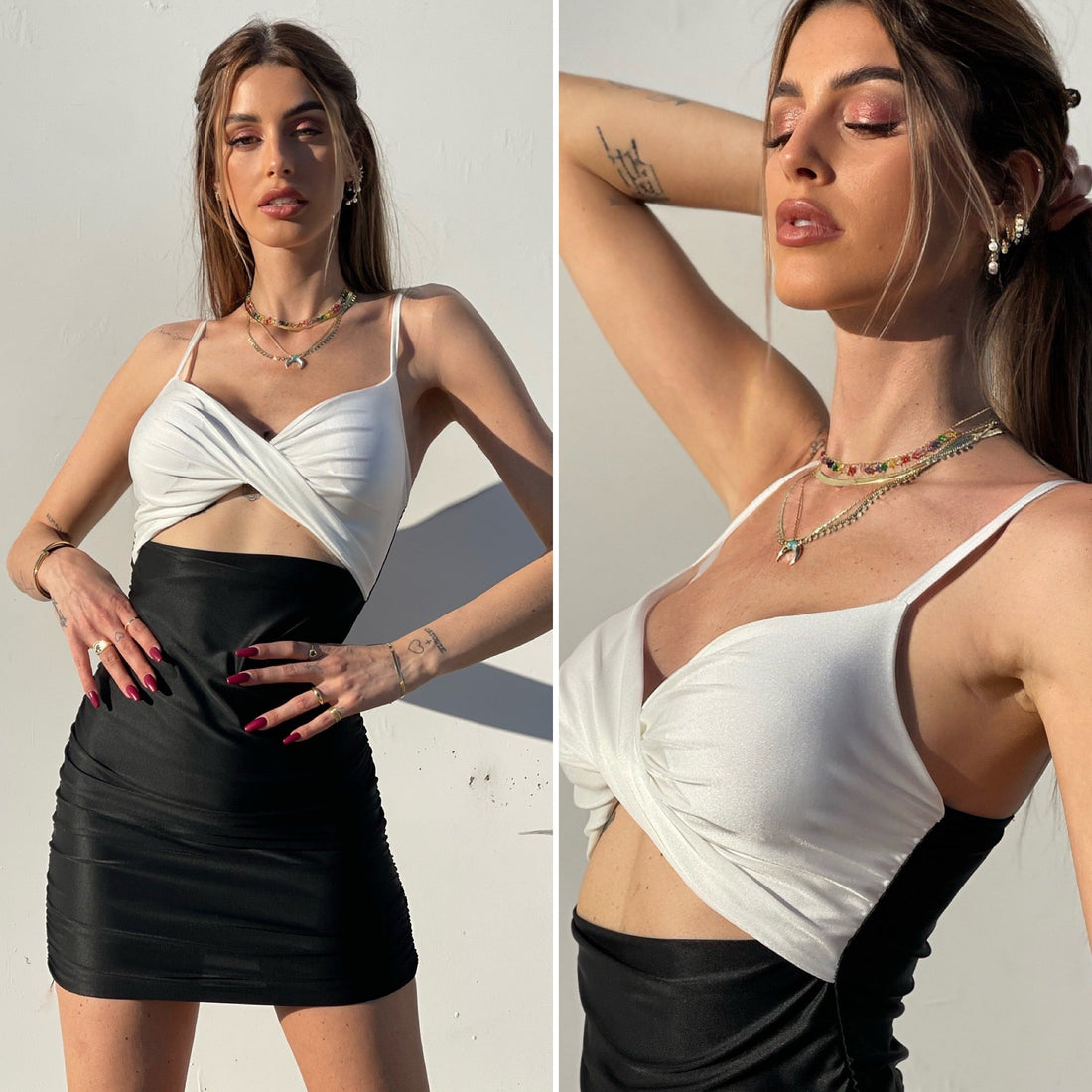 Abito bicolore bianco e nero
