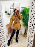Giacca Camel in panno con cintura