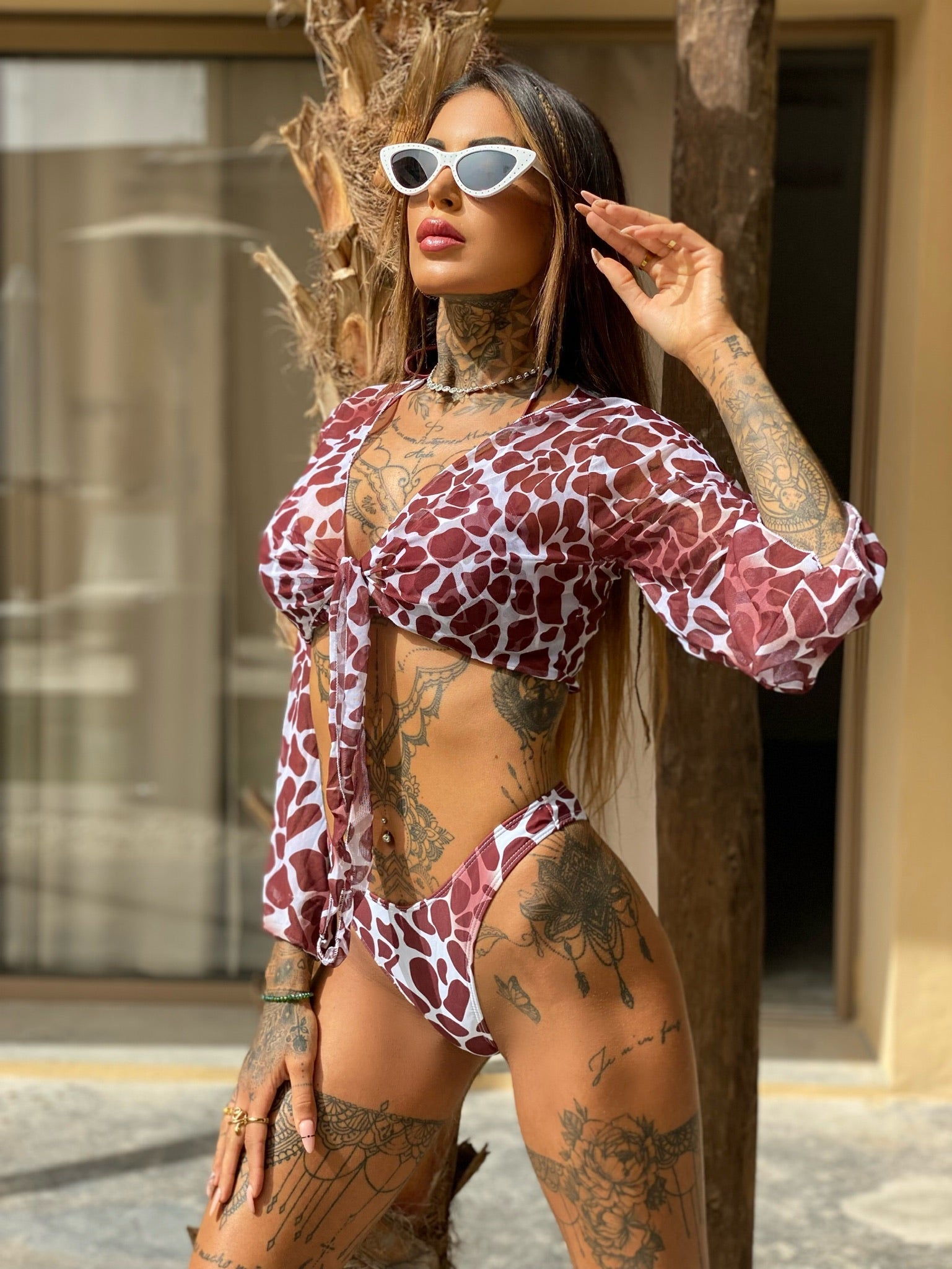 Bikini animalier più camicetta