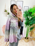 Giacca con bottoni Multicolor grigia e lilla