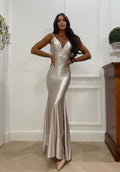 Abito a sirena beige