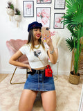 T-Shirt Crop con aquila bianca