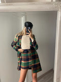 Cappotto check trama verde