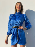 Abito in raso blu elettrico