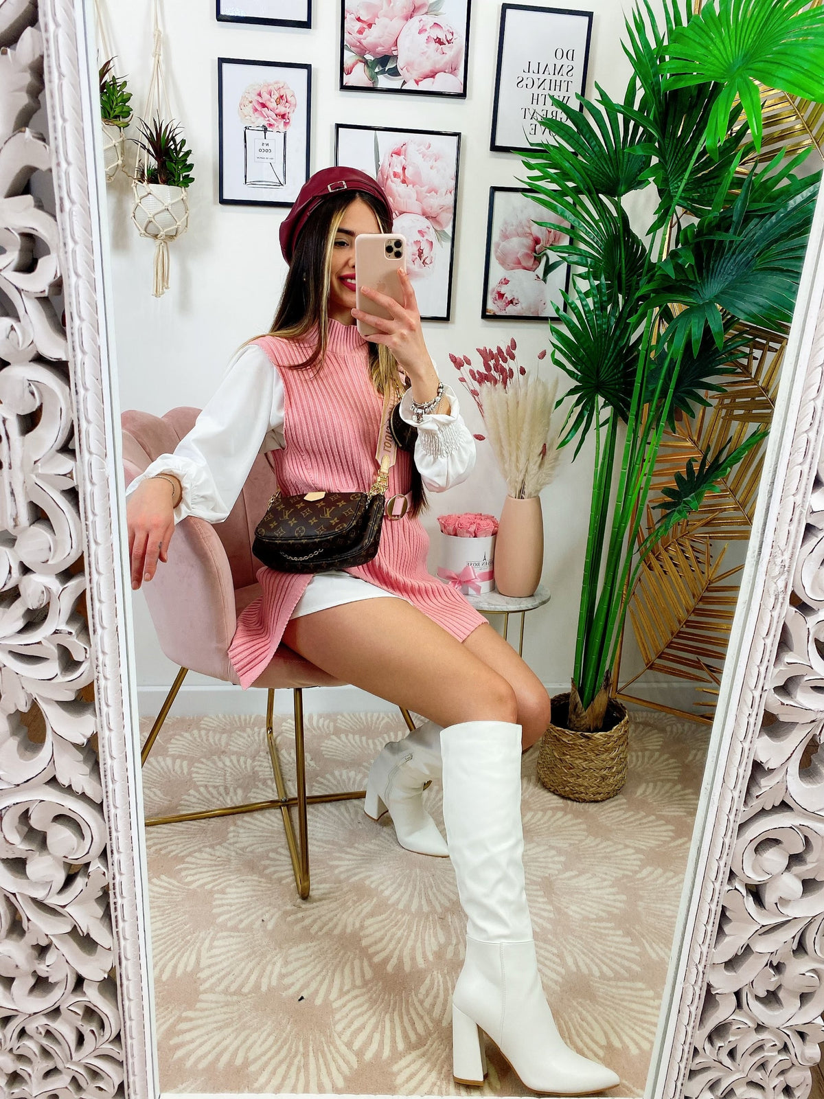 Abito due pezzi con cintura Rosa