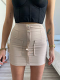 Completo giacca e gonna bottoni oro beige