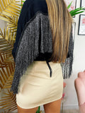 Gonna con borchie e cintura beige