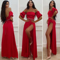 Abito rosso scollo a barchetta
