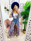 Kimono in seta etnico base lilla