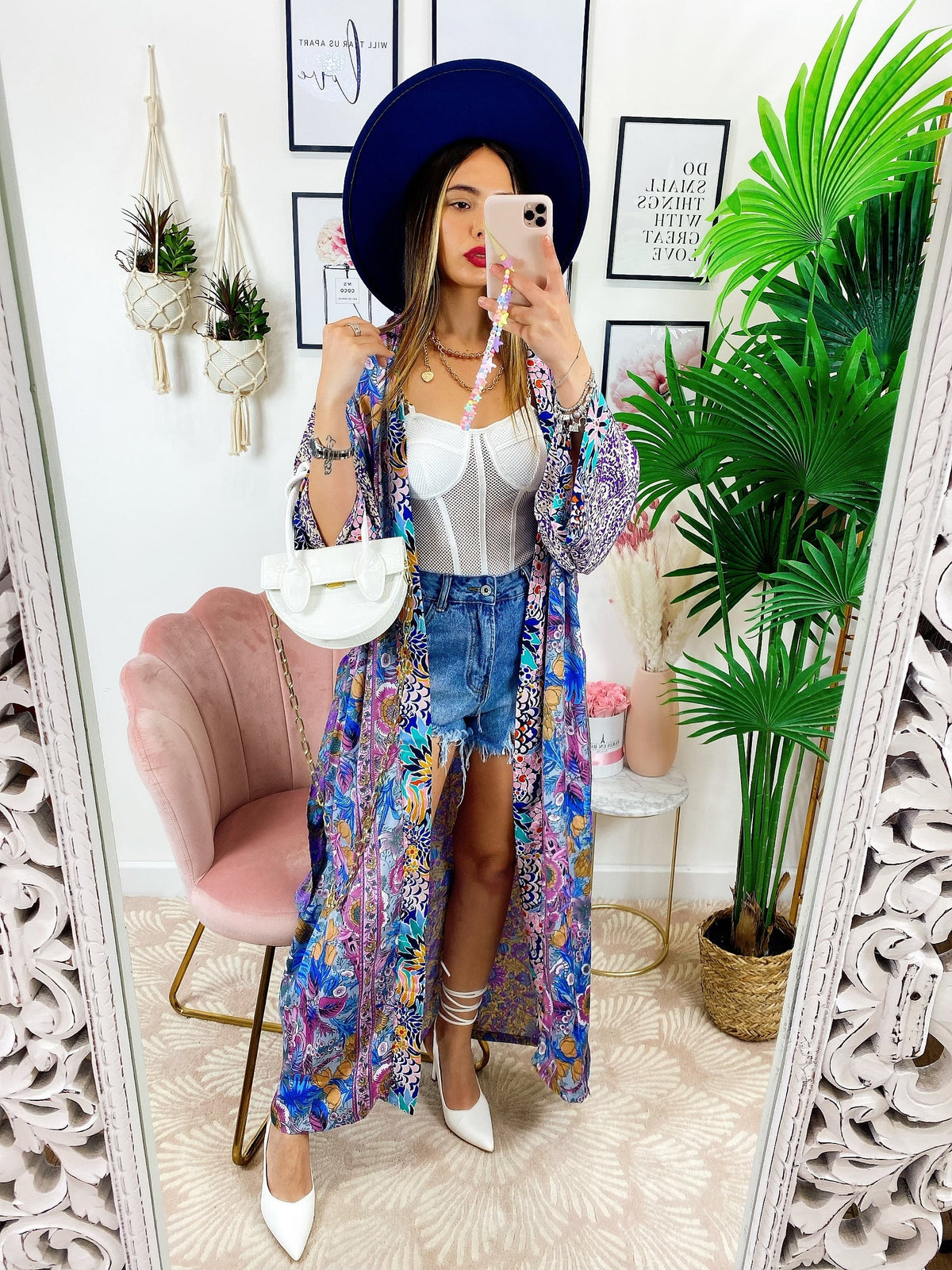 Kimono in seta etnico base lilla