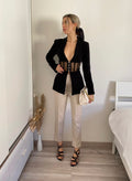 Giacca bustier nera con trasparenze