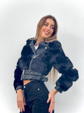 Giaccone nero con pelo morbidissimo
