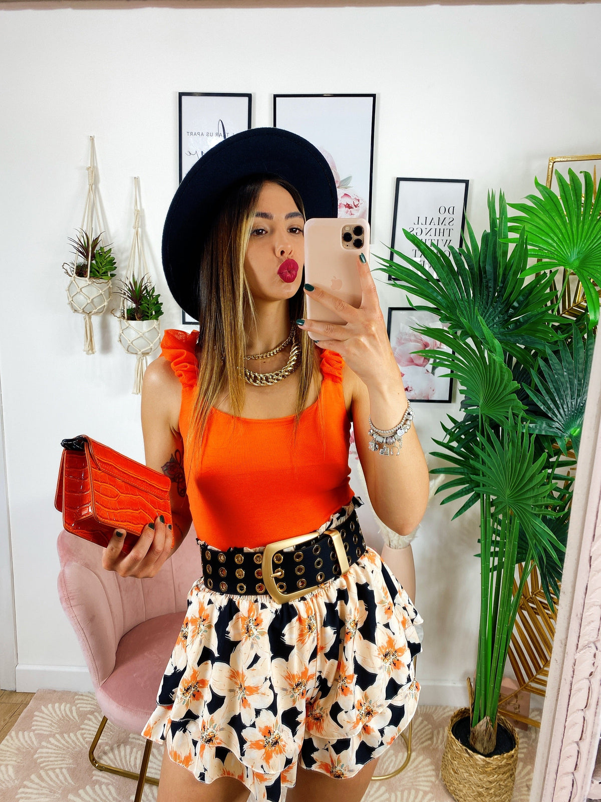 Body con voilant Arancio