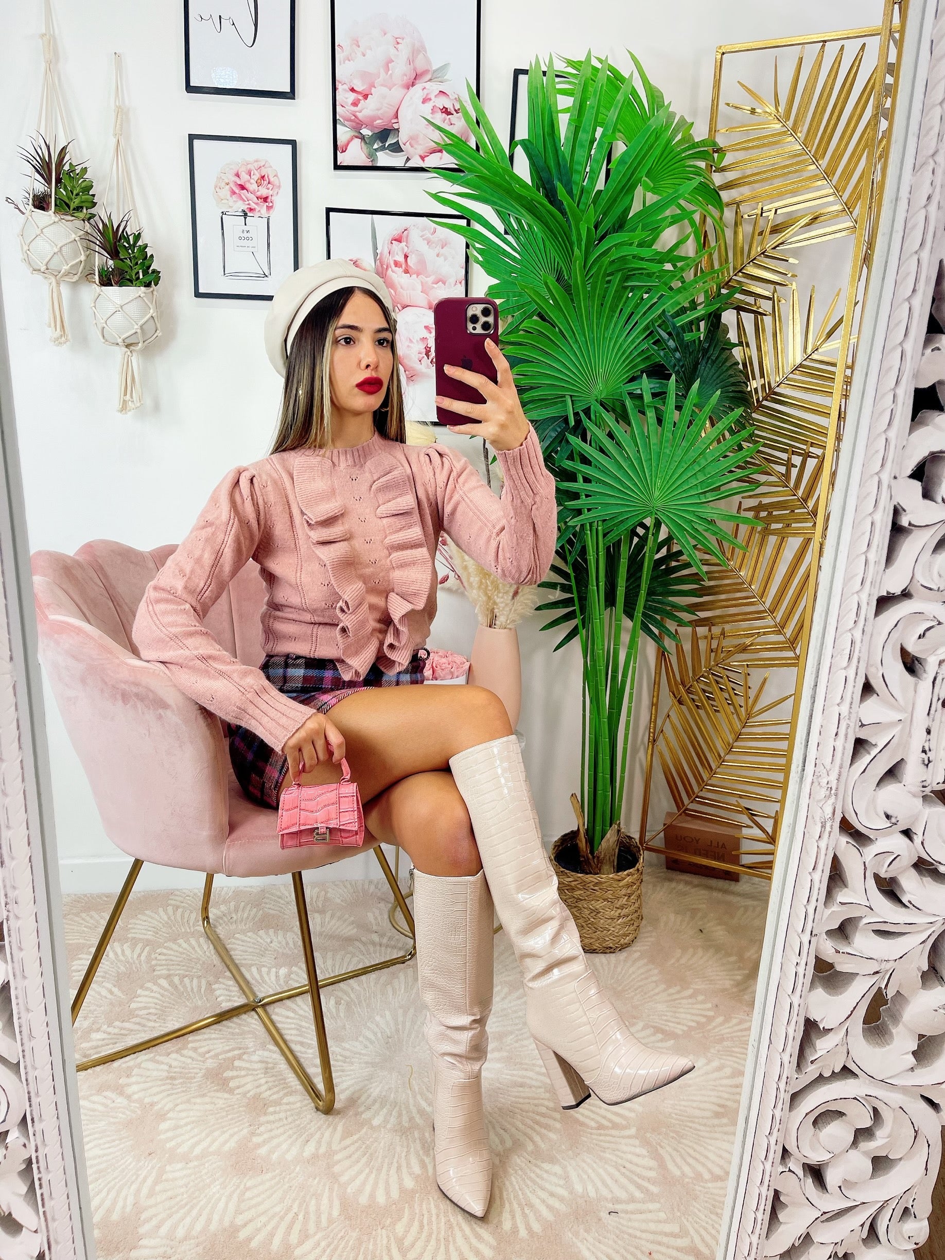 Maglioncino con Rouches Rosa