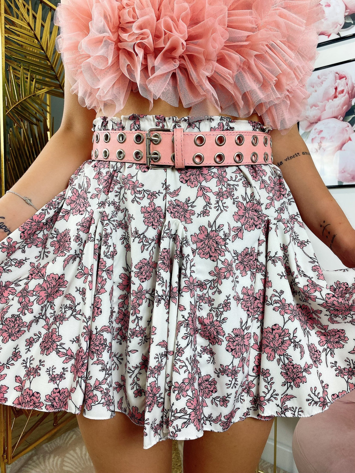 Gonna a fiorellini Rosa