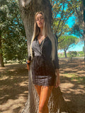 Dress paillettes con frange nero