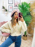 Maglione top quality panna con gioiello in strass