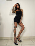 Abito con Rouches e spalline in strass