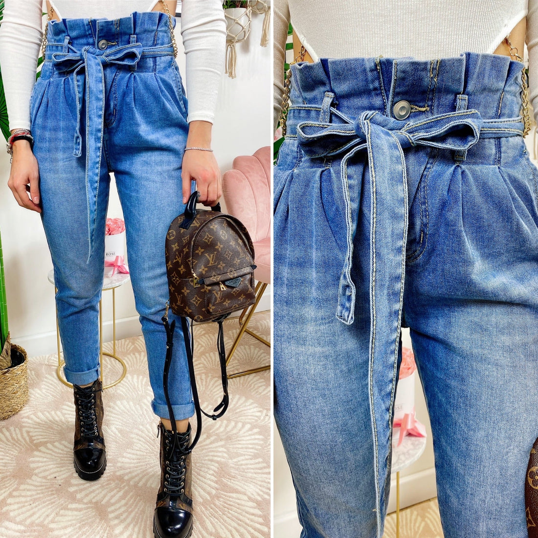 Jeans Boyfriend con fiocco