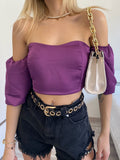 Top purple scollo a cuore