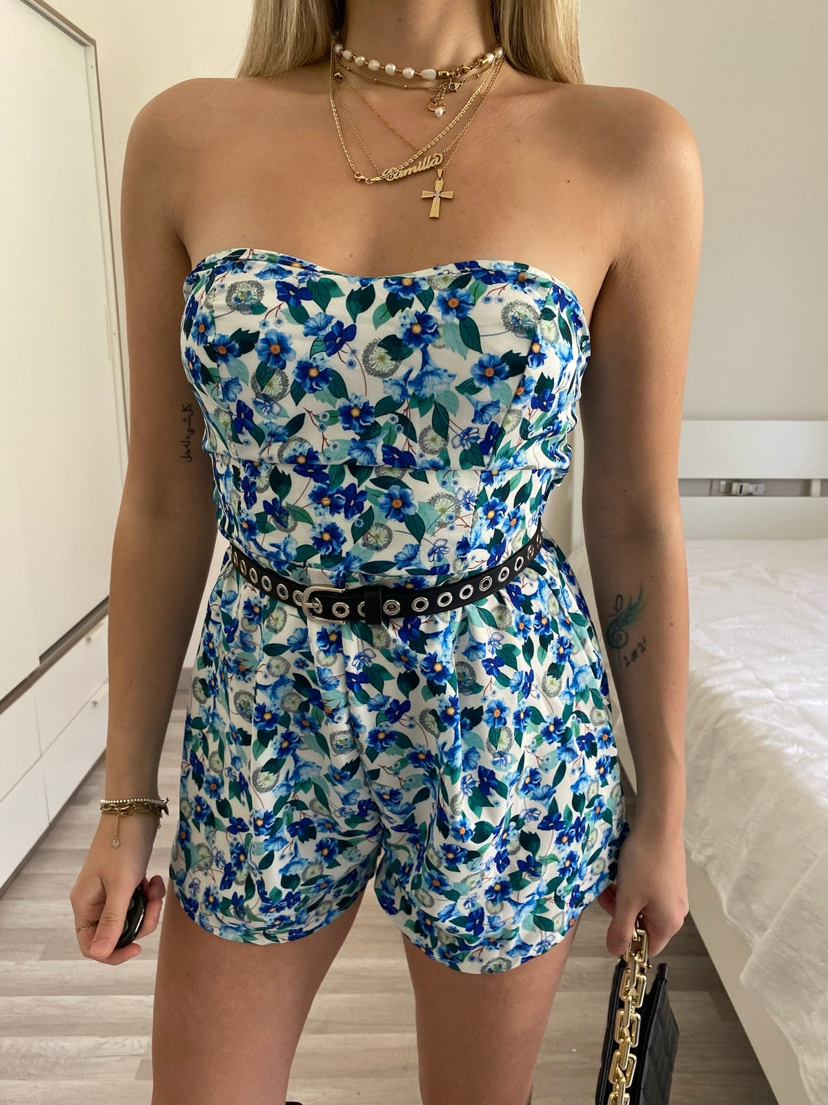 Tutina a fiori verde azzurro