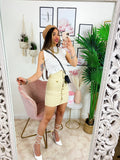Gonna midi con bottoni Beige
